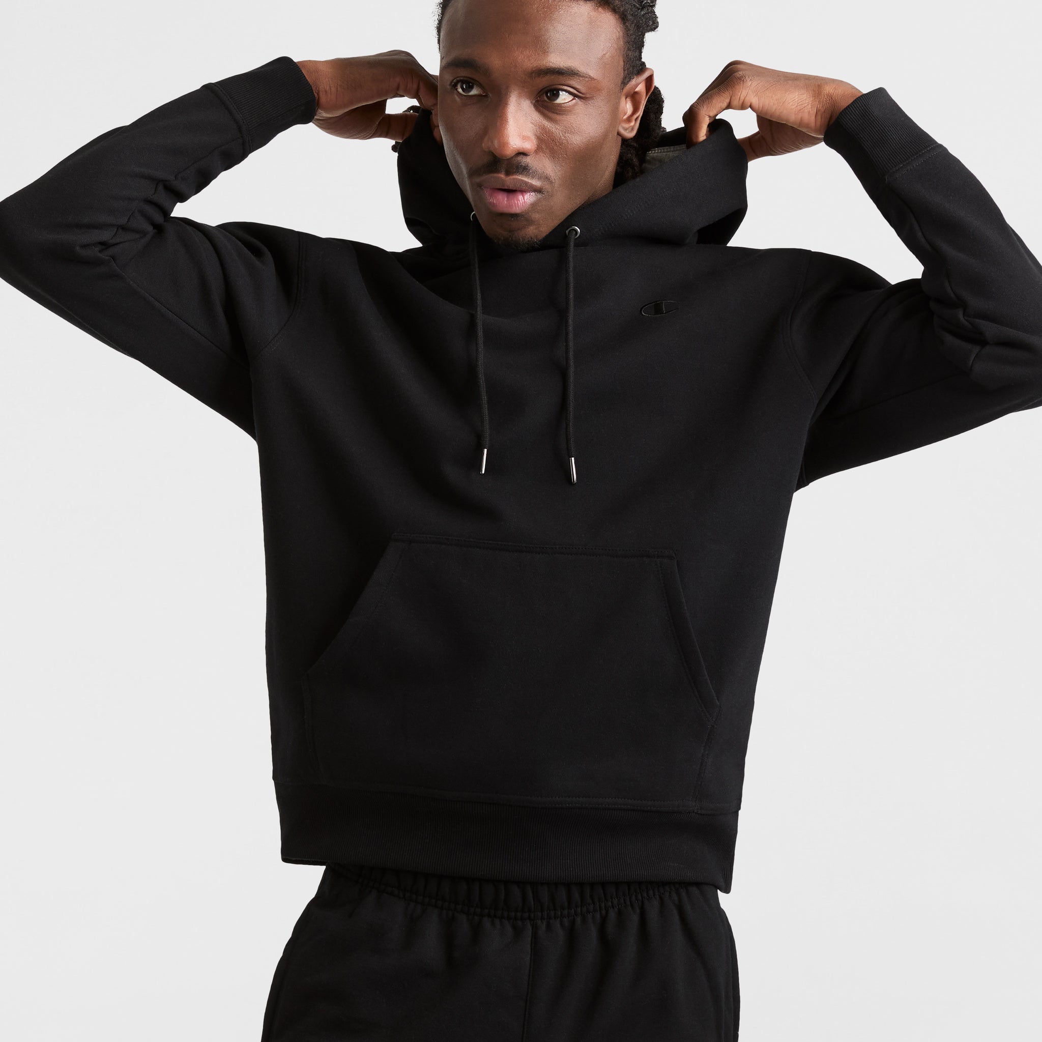 Men's Powerblend Hoodie with C Logo - Comfortable Fleece Sweatshirt