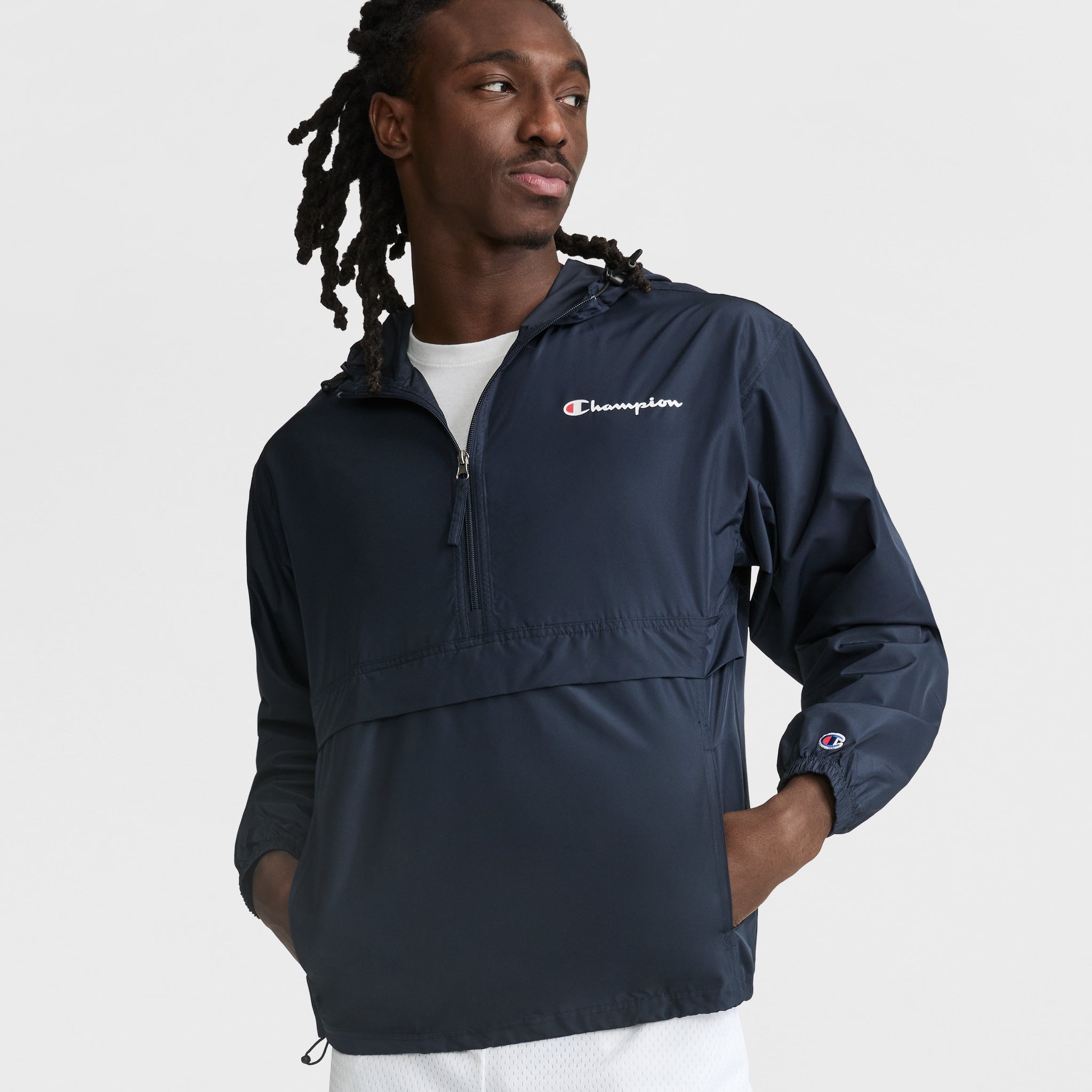 Lightweight Packable Jacket with Hood & Script Logo