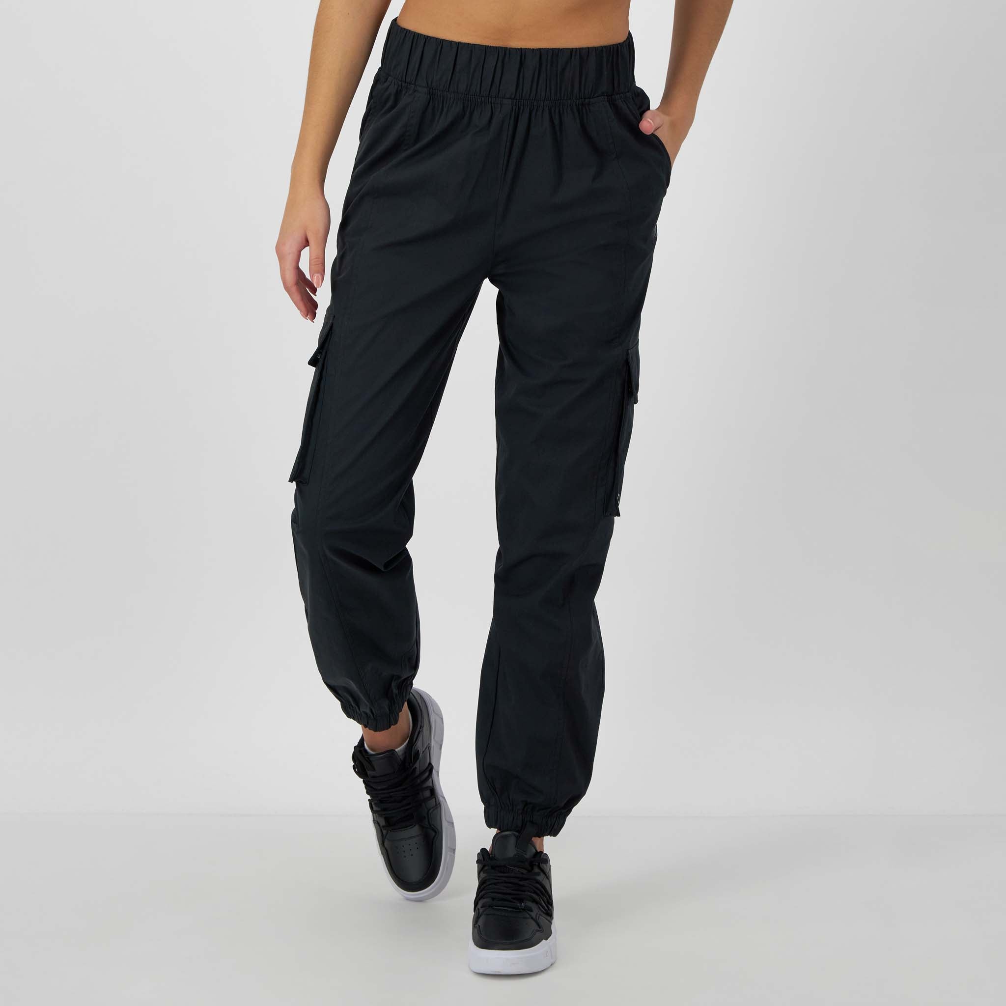 Women's Woven Cargo Pants with C Logo & Stretchy Waistband