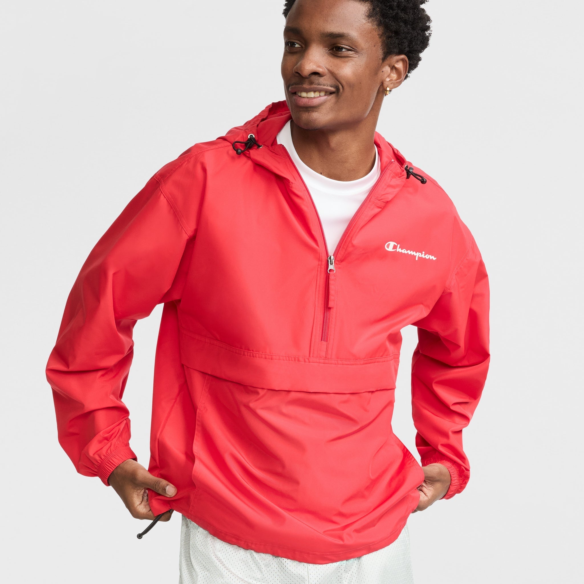 Lightweight Packable Jacket with Hood & Script Logo