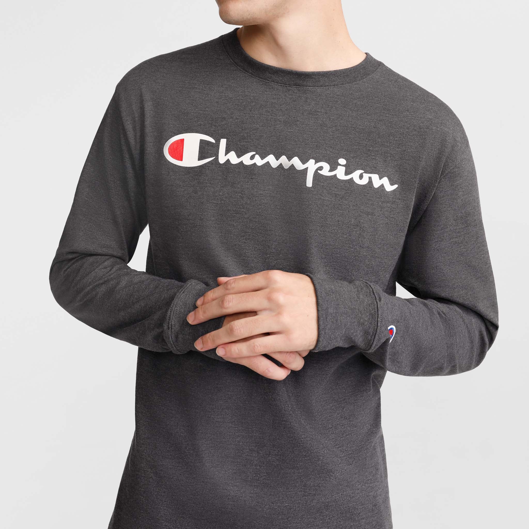 Champion Classic Script Logo Long-Sleeve T-Shirt for Men