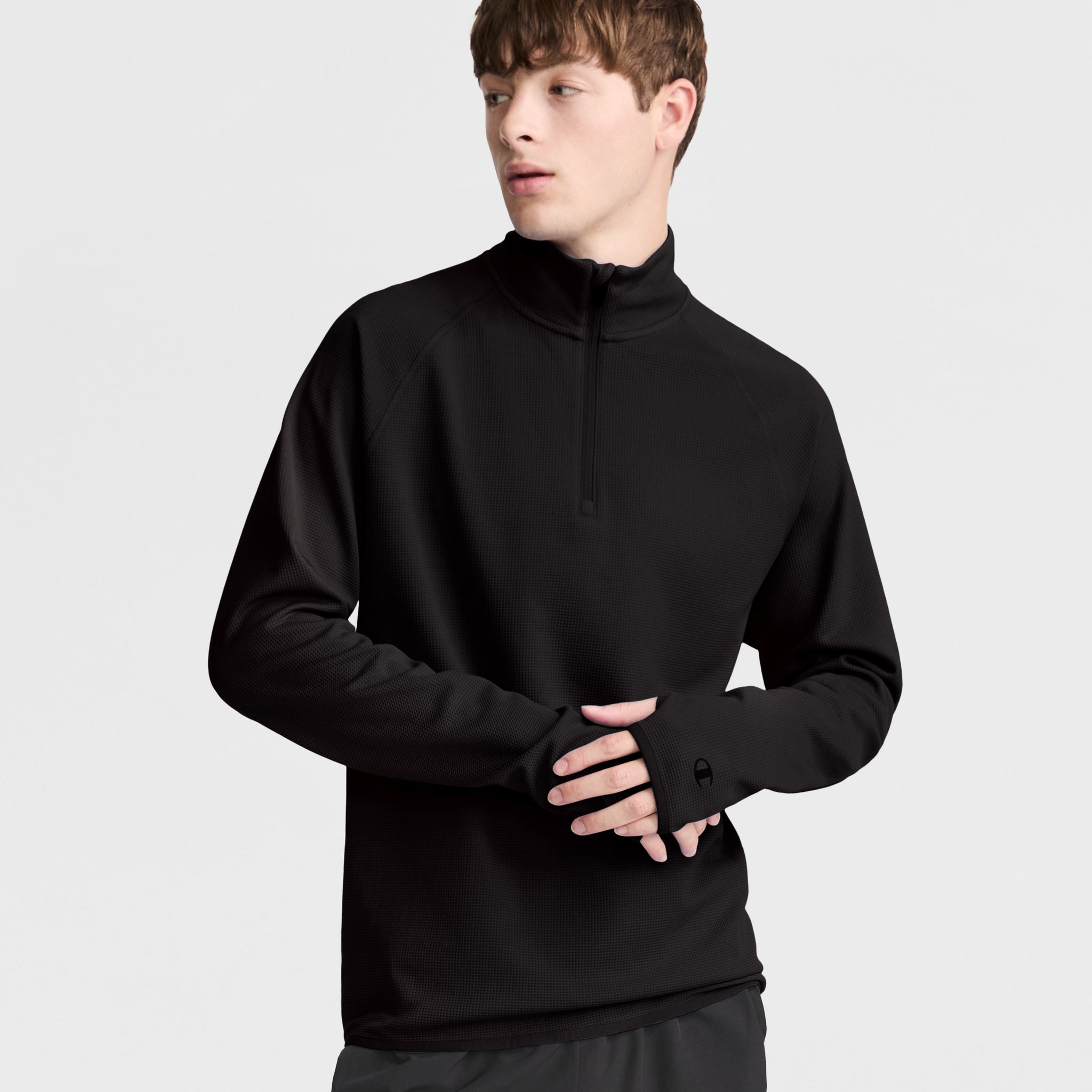 C-VPR Men's 1/4 Zip Waffle Knit Pullover with Reflective Logo
