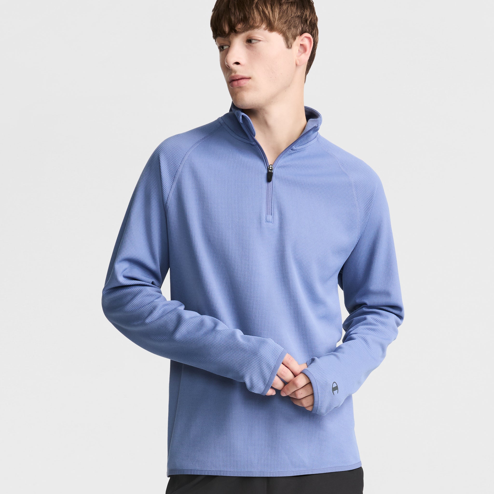 C-VPR Men's 1/4 Zip Waffle Knit Pullover with Reflective Logo