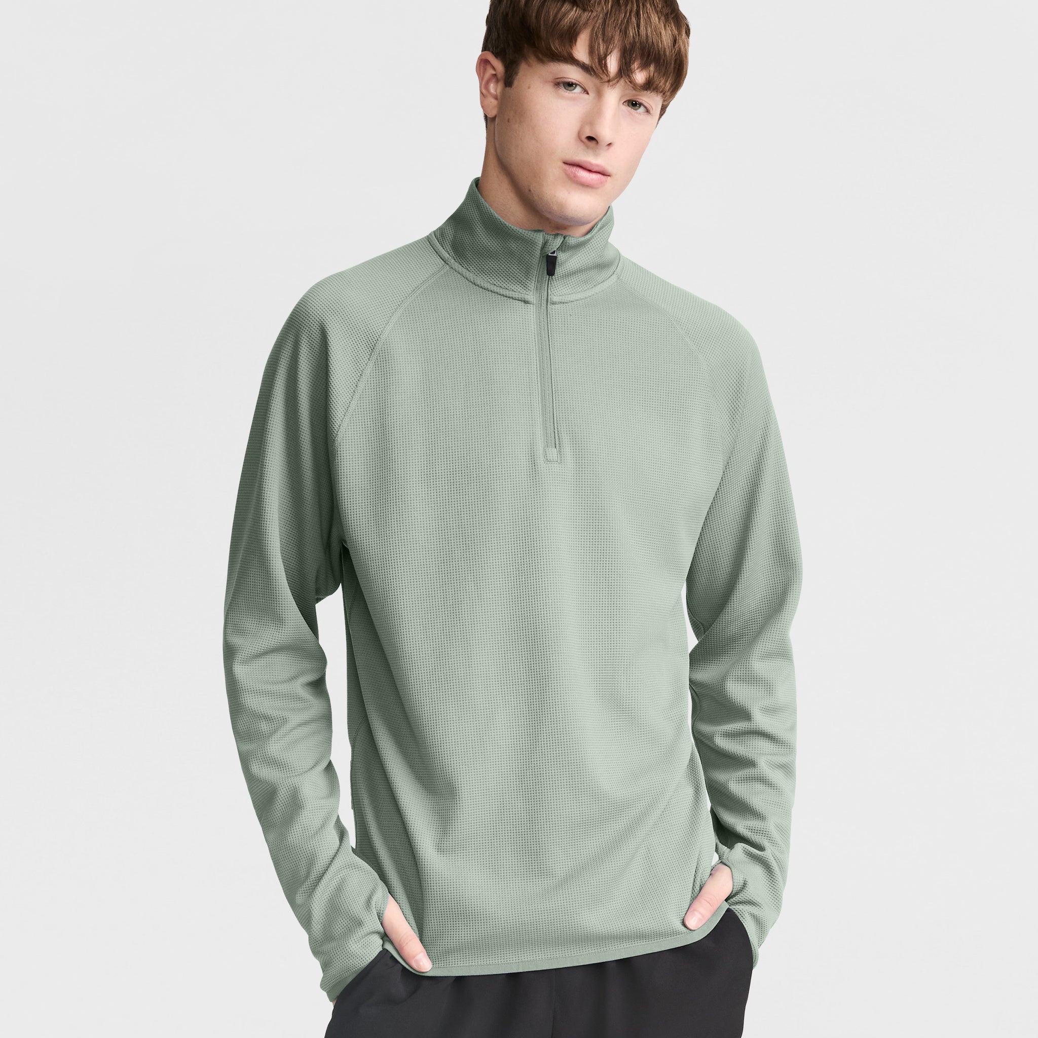 C-VPR Men's 1/4 Zip Waffle Knit Pullover with Reflective Logo