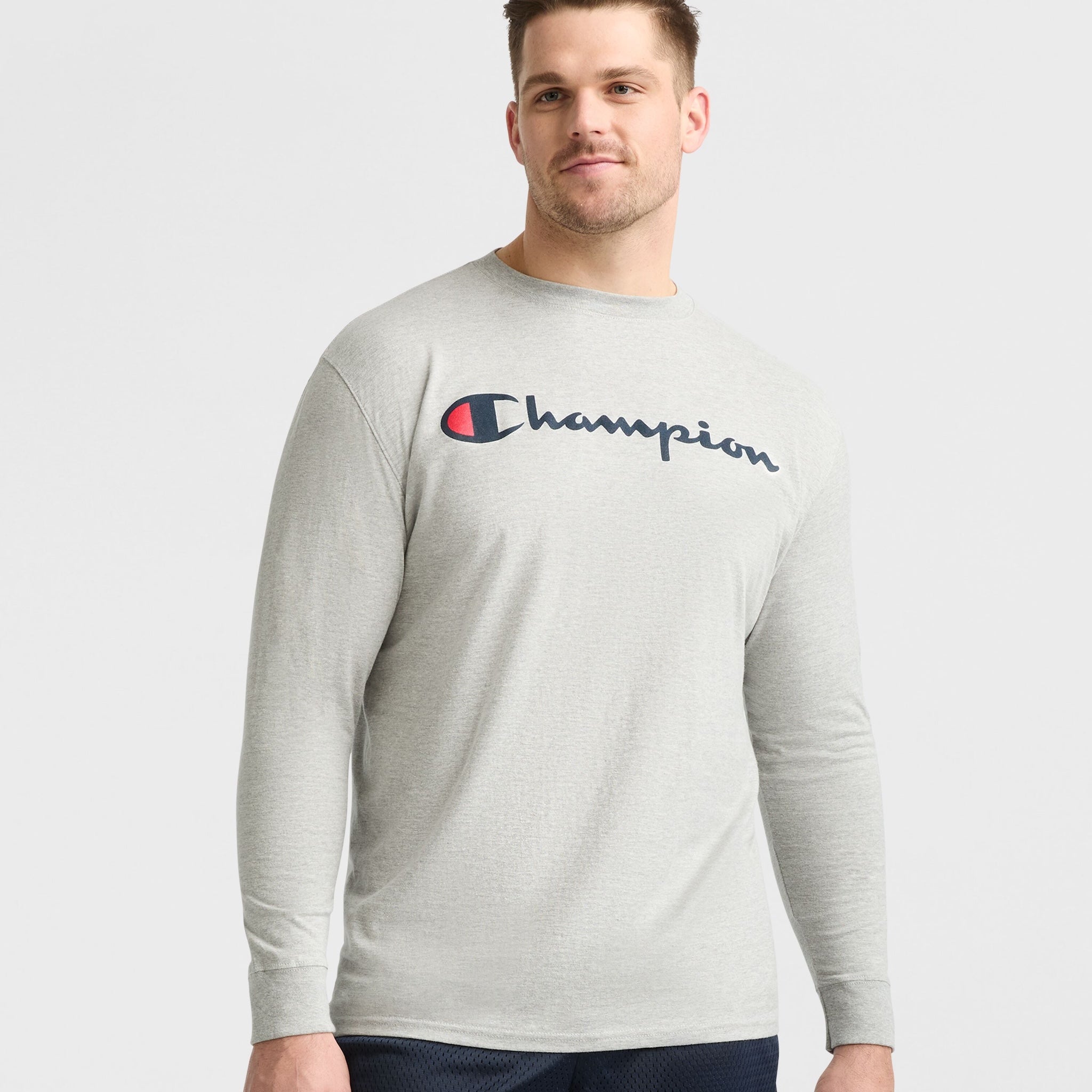 Champion Classic Script Logo Long Sleeve T-Shirt for Big & Tall Men