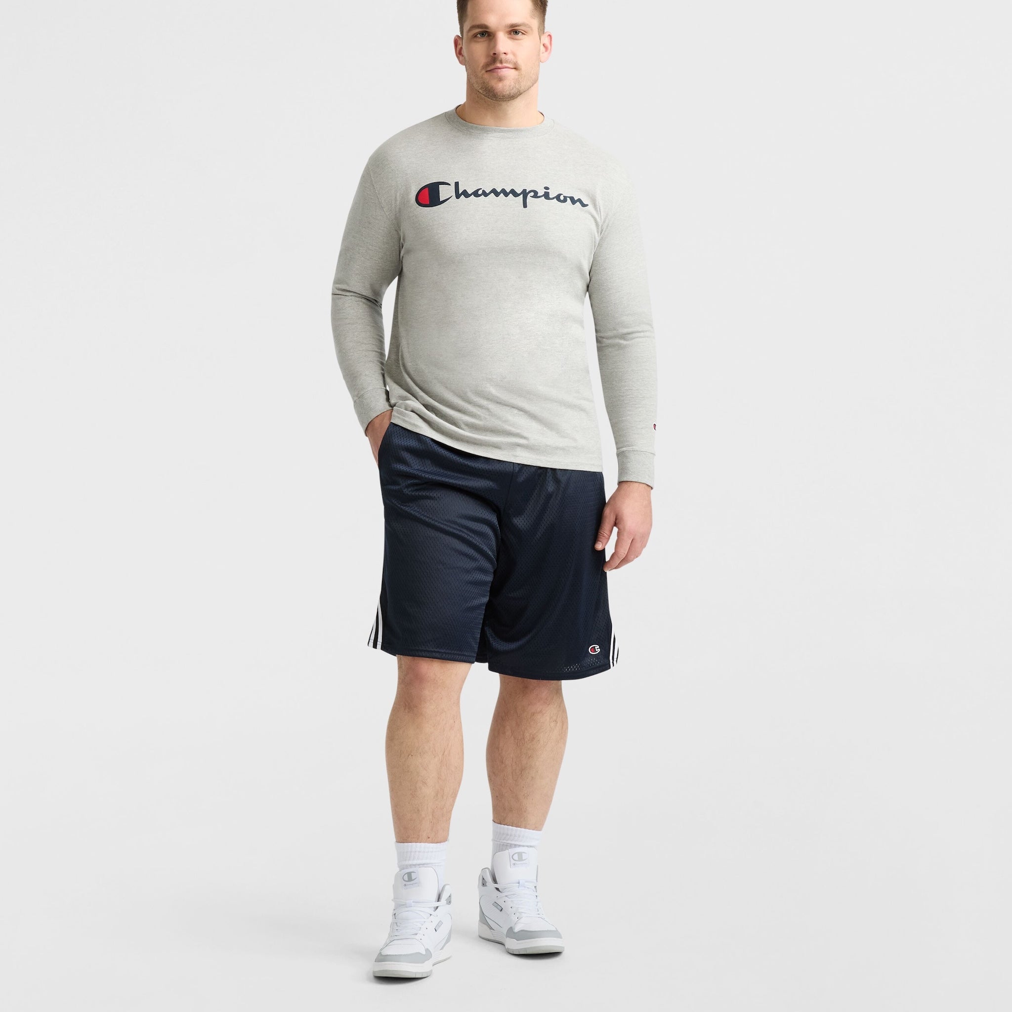 Champion Classic Script Logo Long Sleeve T-Shirt for Big & Tall Men