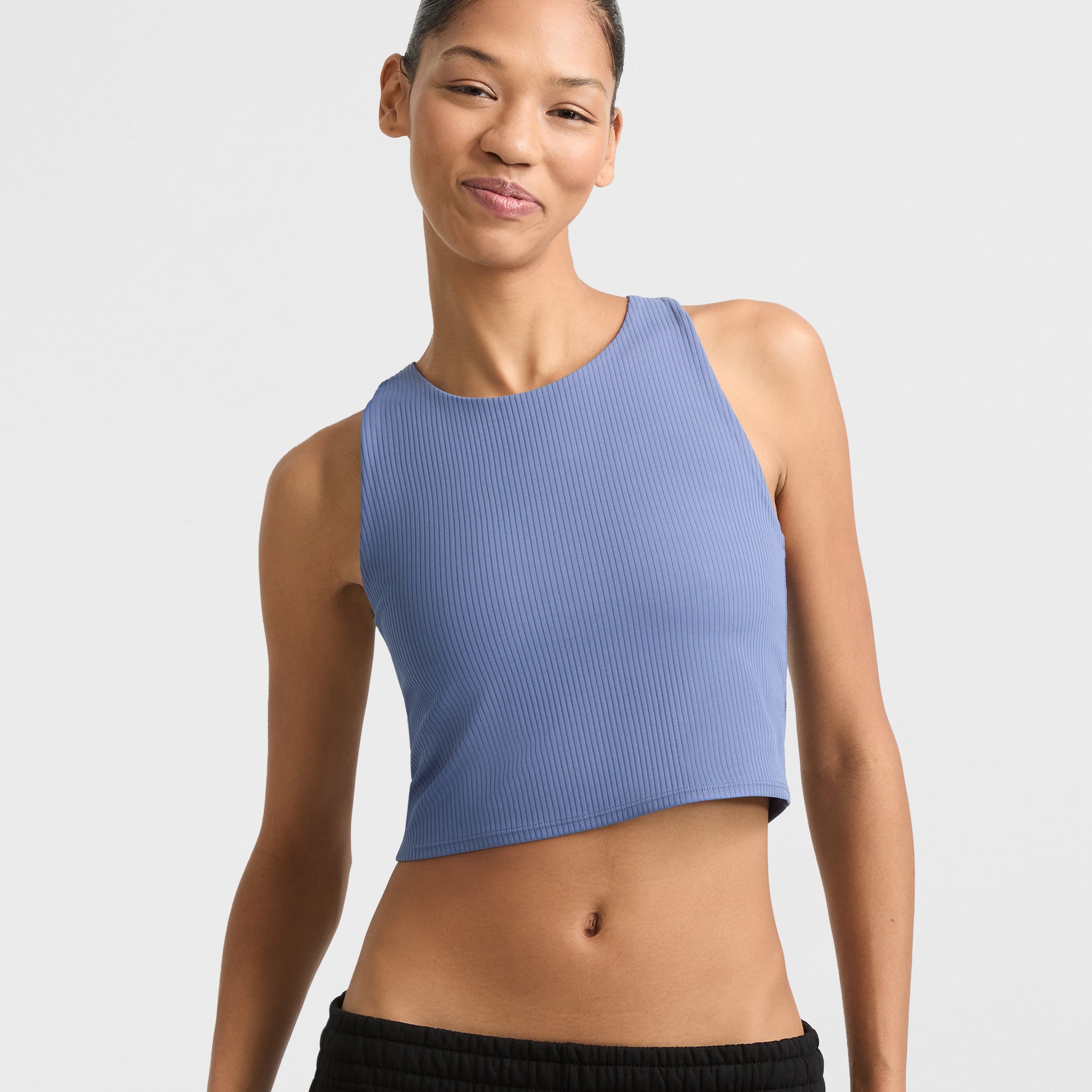 Champion Soft Touch Ribbed Cropped Tank Top with C Logo