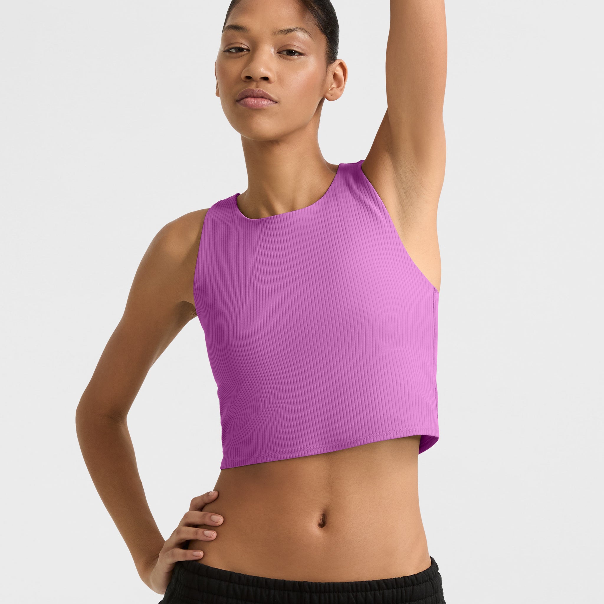 Champion Soft Touch Ribbed Cropped Tank Top with C Logo