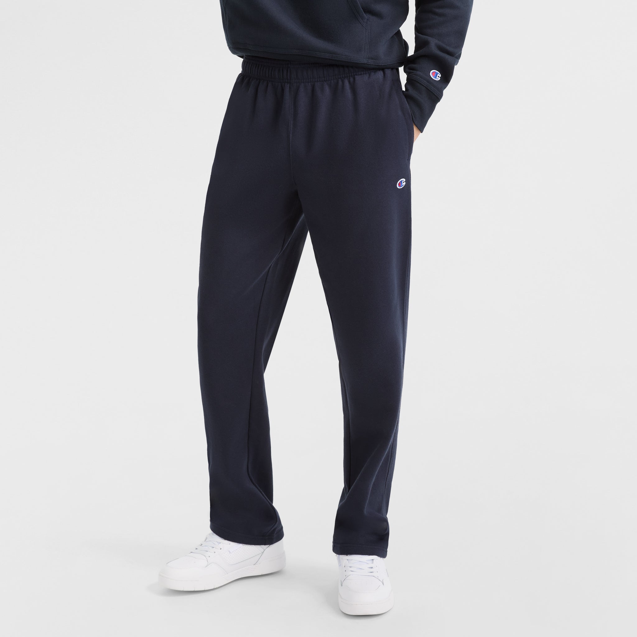 Men's Powerblend Open-Hem Sweatpants with C Logo - Soft Cotton Blend