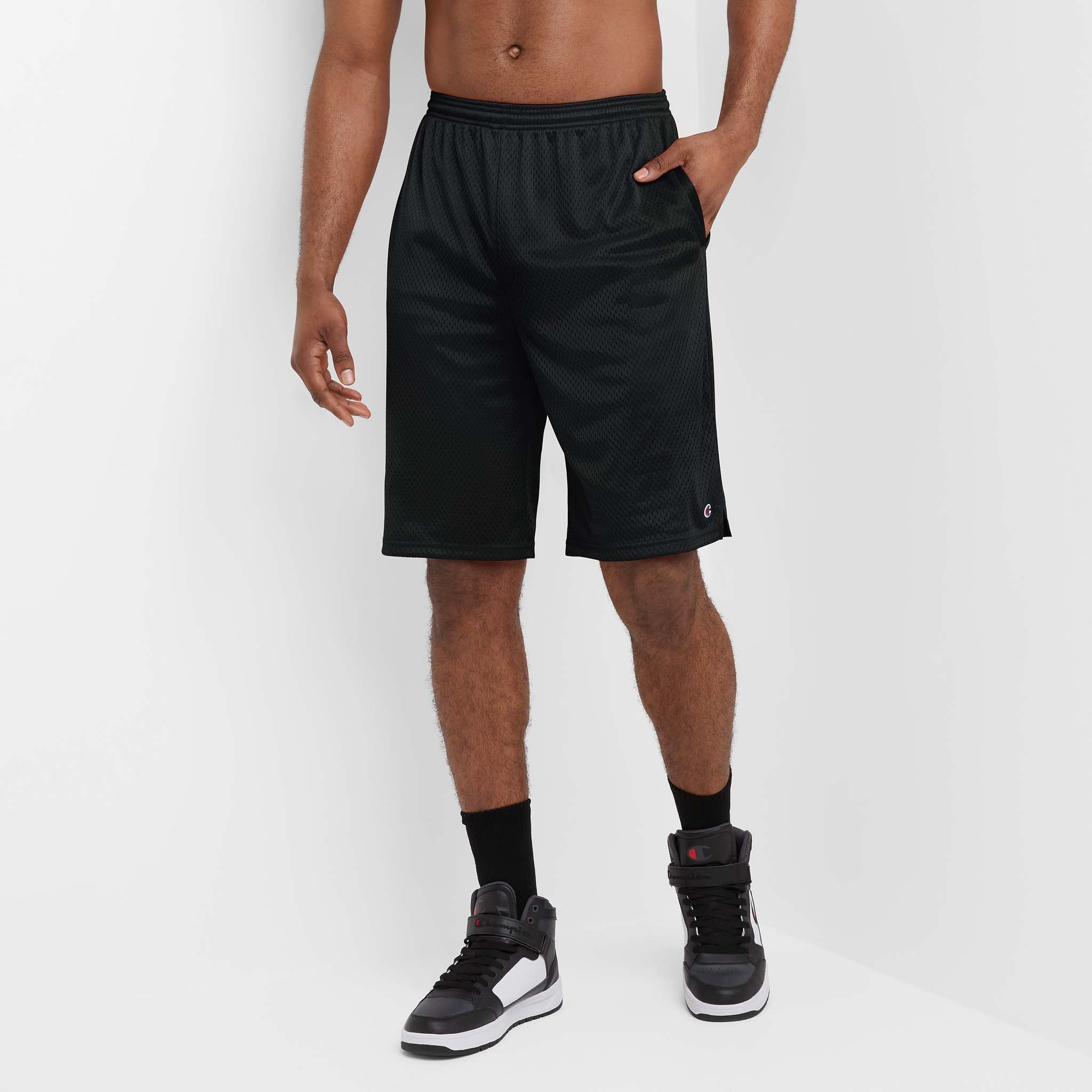 Champion Big & Tall Mesh Gym Shorts with C Logo & Side Pockets