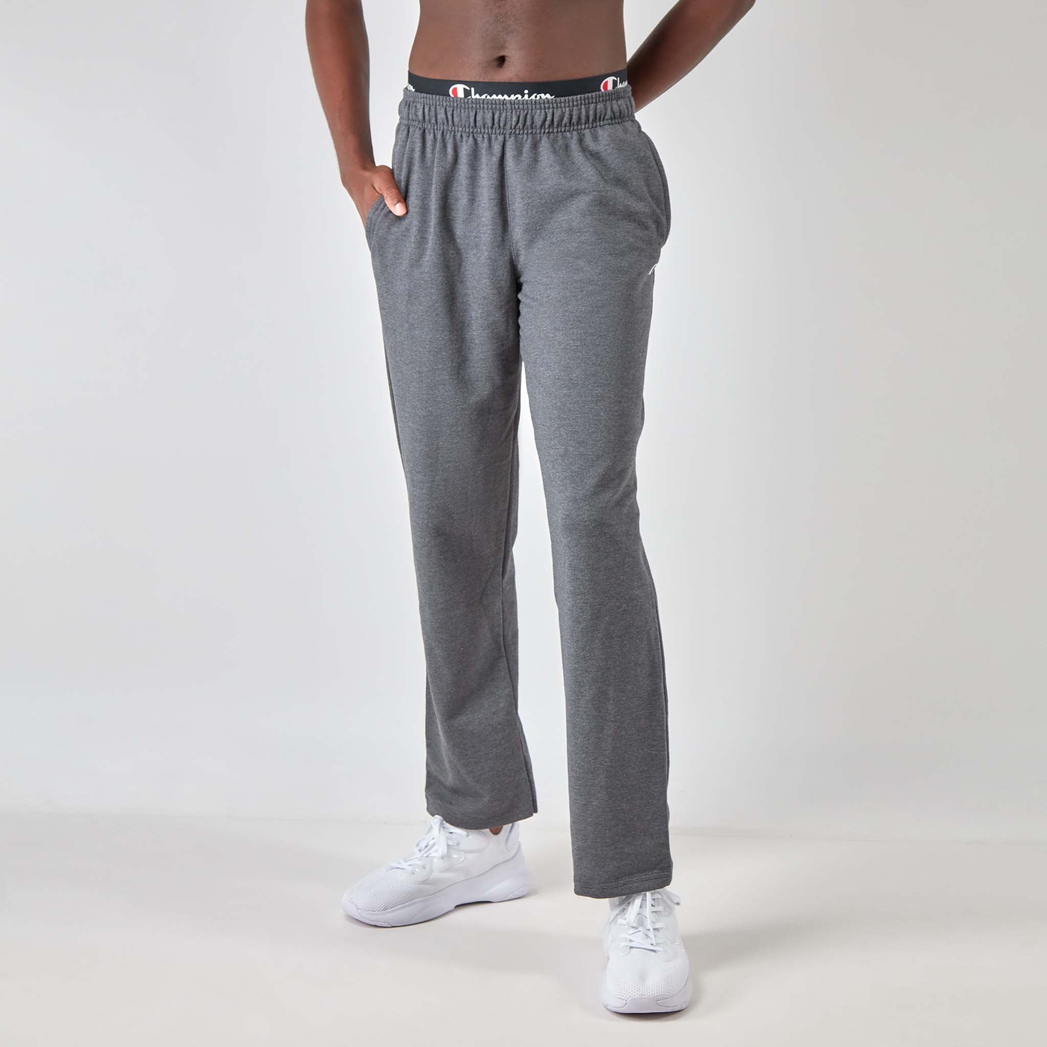 Men's Powerblend Open-Hem Sweatpants with C Logo - Soft Cotton Blend