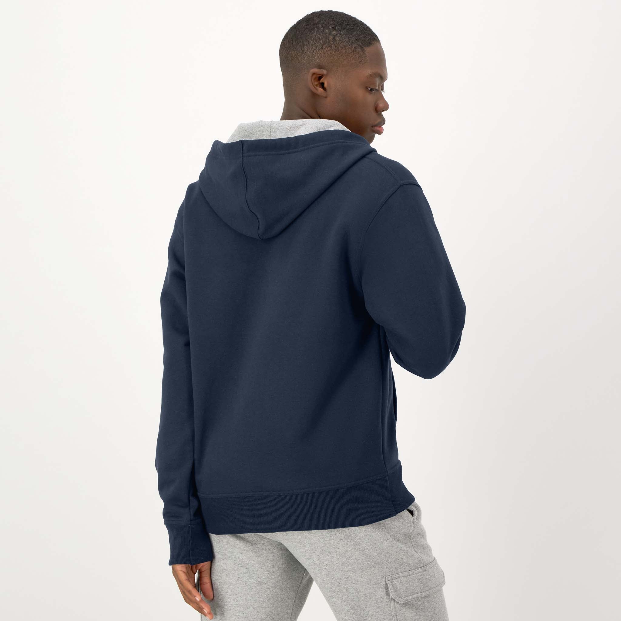 Champion Powerblend Full-Zip Hoodie with C Logo - Men's Fleece Sweatshirt