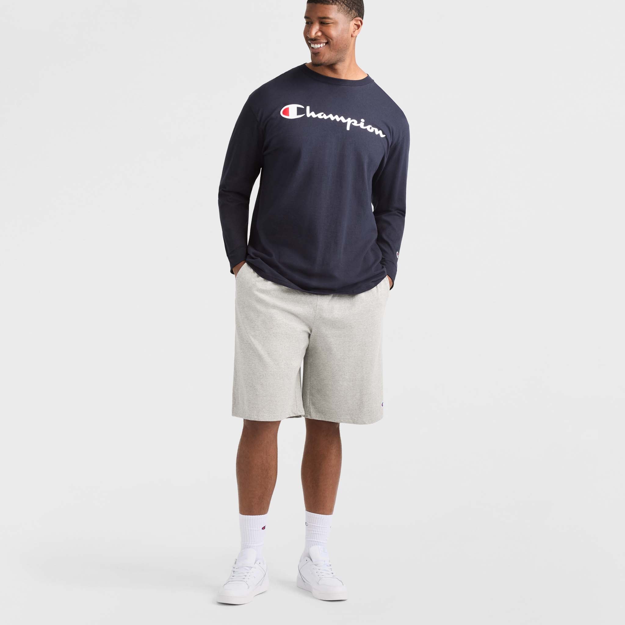 Men's Big & Tall Lounge Shorts with C Logo - Lightweight Cotton Blend