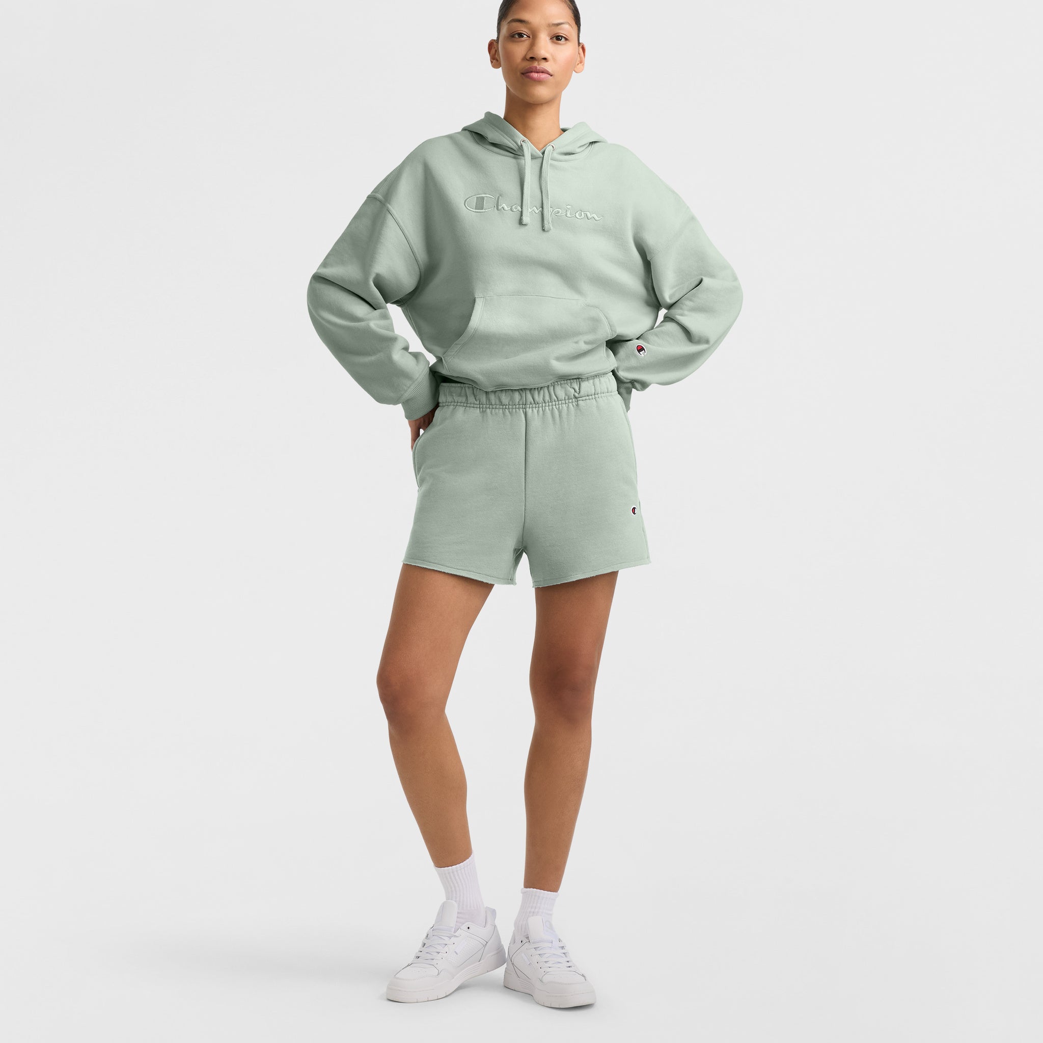 Champion Women's Powerblend Fleece Shorts with C Logo