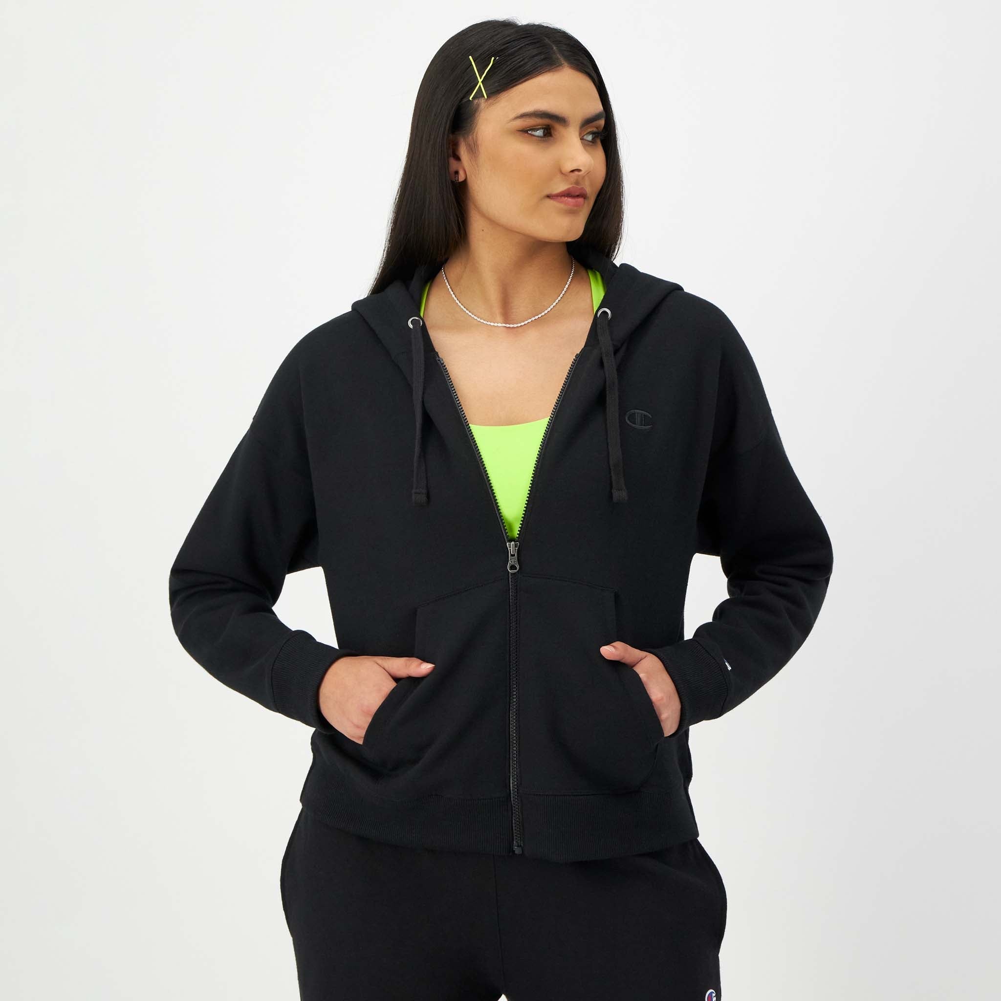 Men's C Logo Powerblend Zip-Up Hoodie - Cotton Blend, Casual Fit