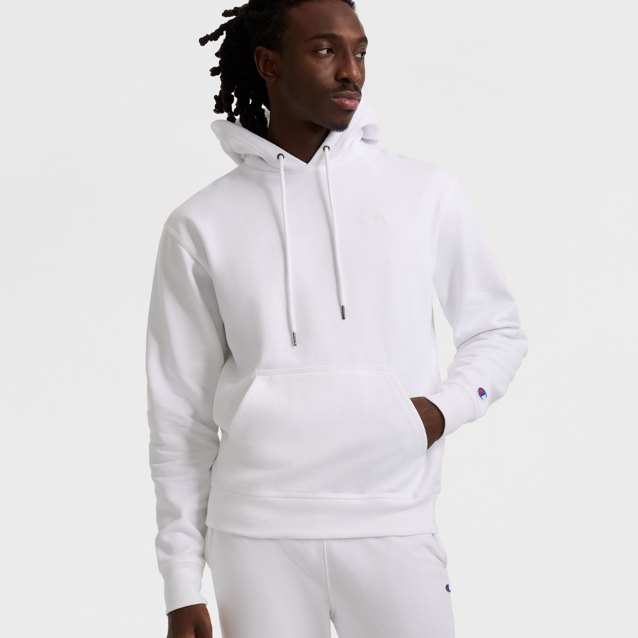 Men's Powerblend Hoodie with C Logo - Comfortable Fleece Sweatshirt