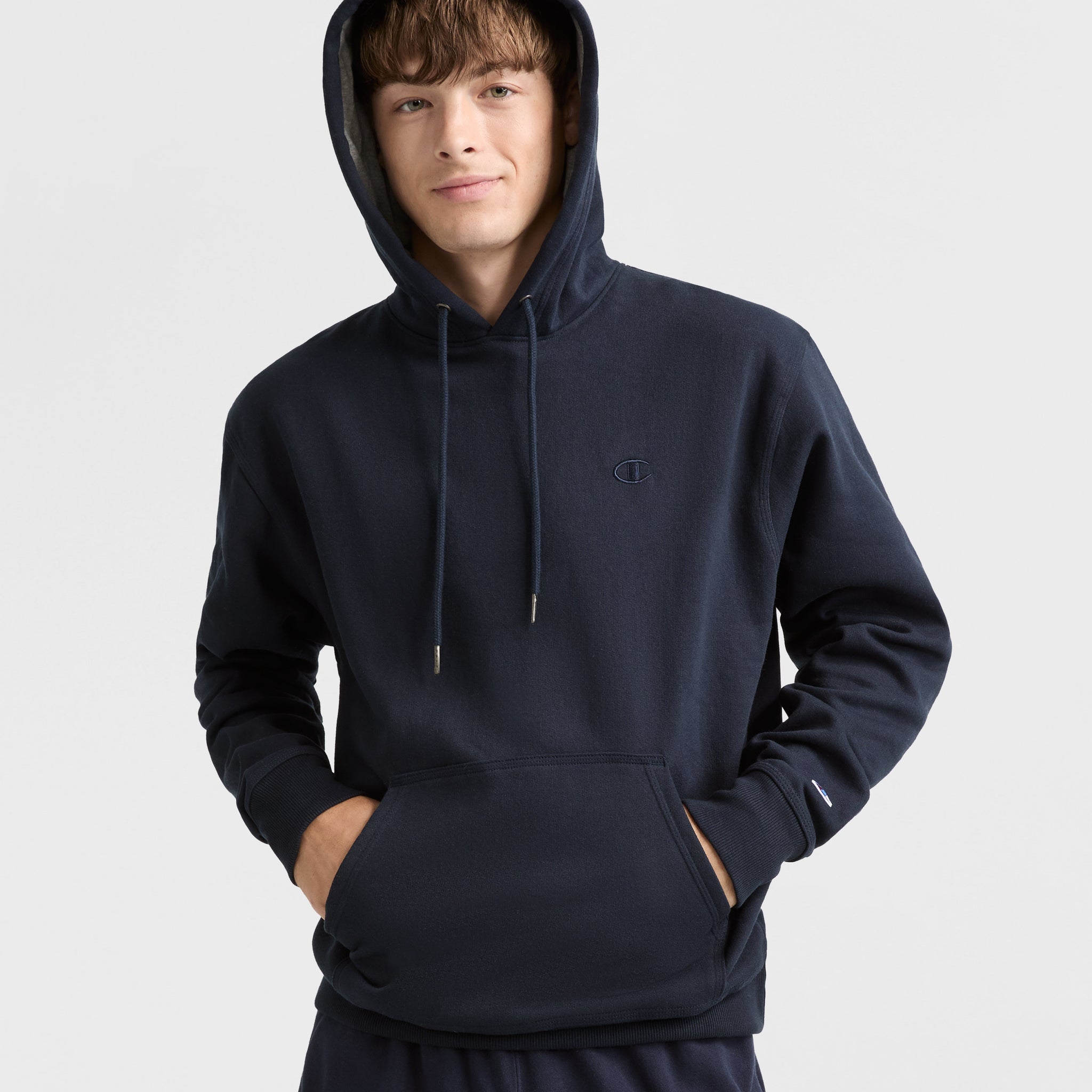 Men's Powerblend Hoodie with C Logo - Comfortable Fleece Sweatshirt