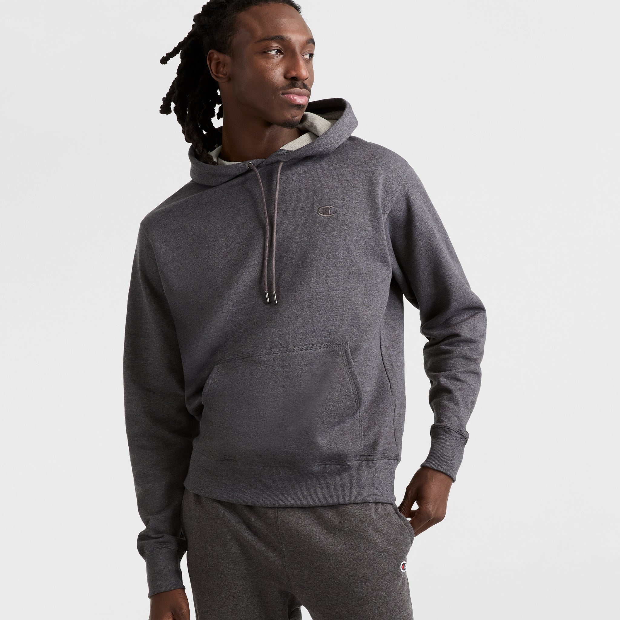 Men's Powerblend Hoodie with C Logo - Comfortable Fleece Sweatshirt