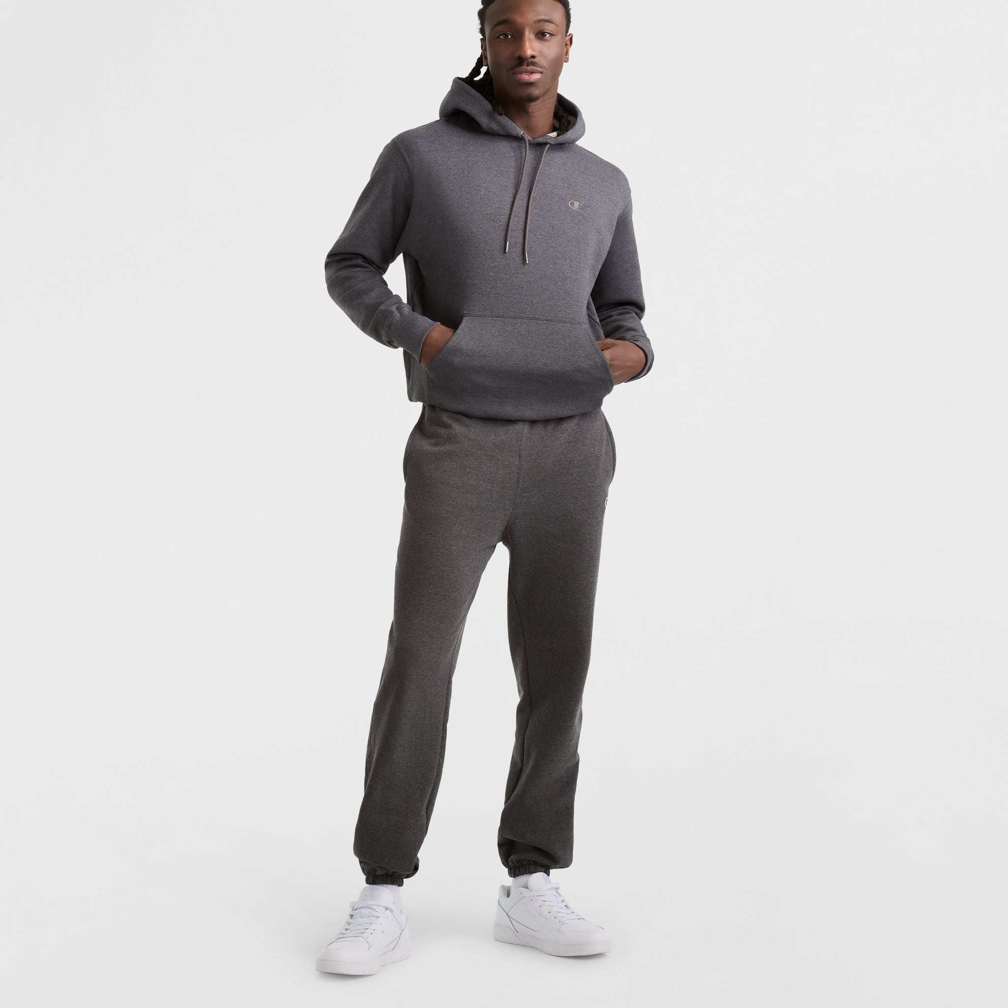 Men's Powerblend Hoodie with C Logo - Comfortable Fleece Sweatshirt