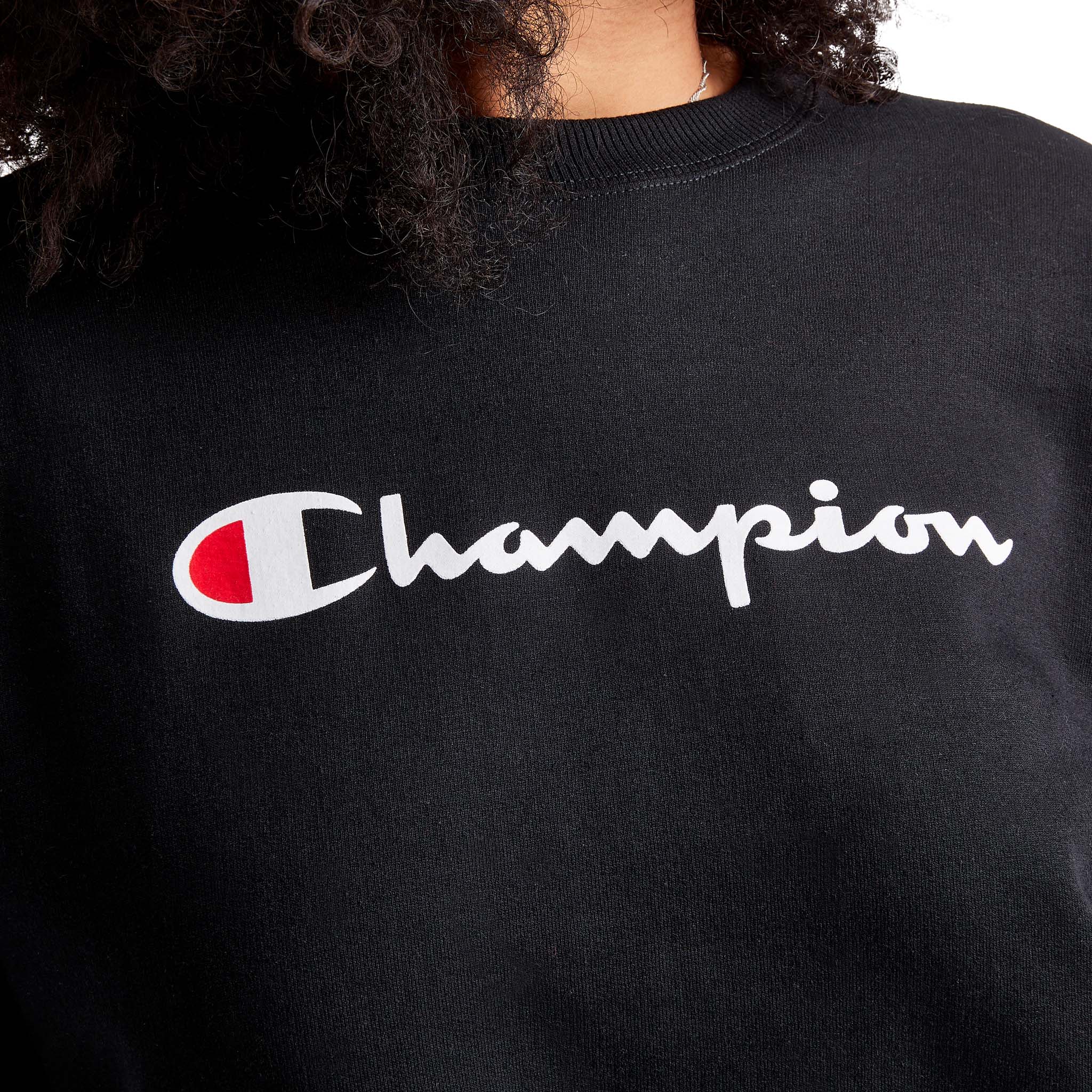 Champion Women's Powerblend Fleece Crewneck Sweatshirt with Script Logo