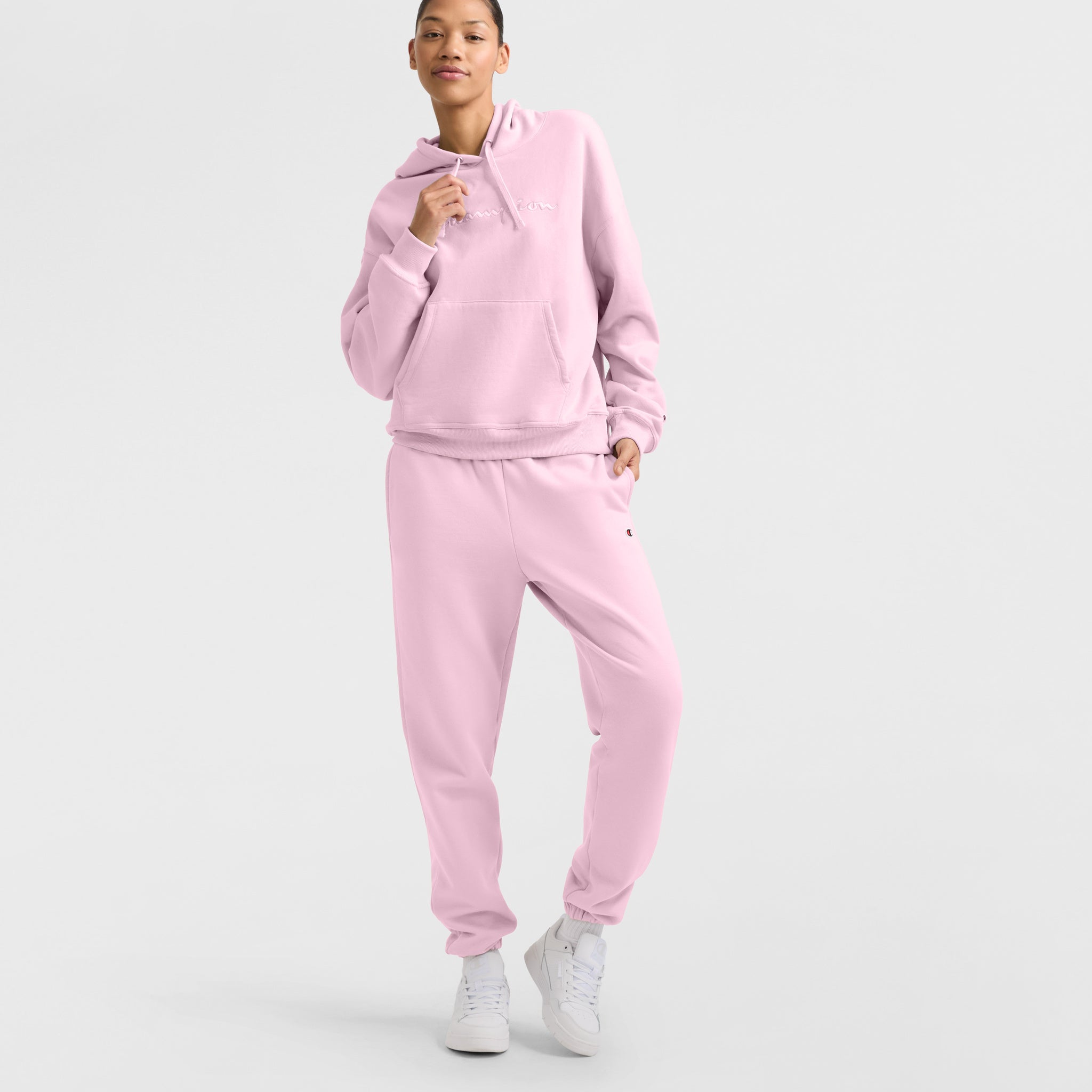 Champion Powerblend Hoodie for Women - Relaxed Fit, Embroidered Logo
