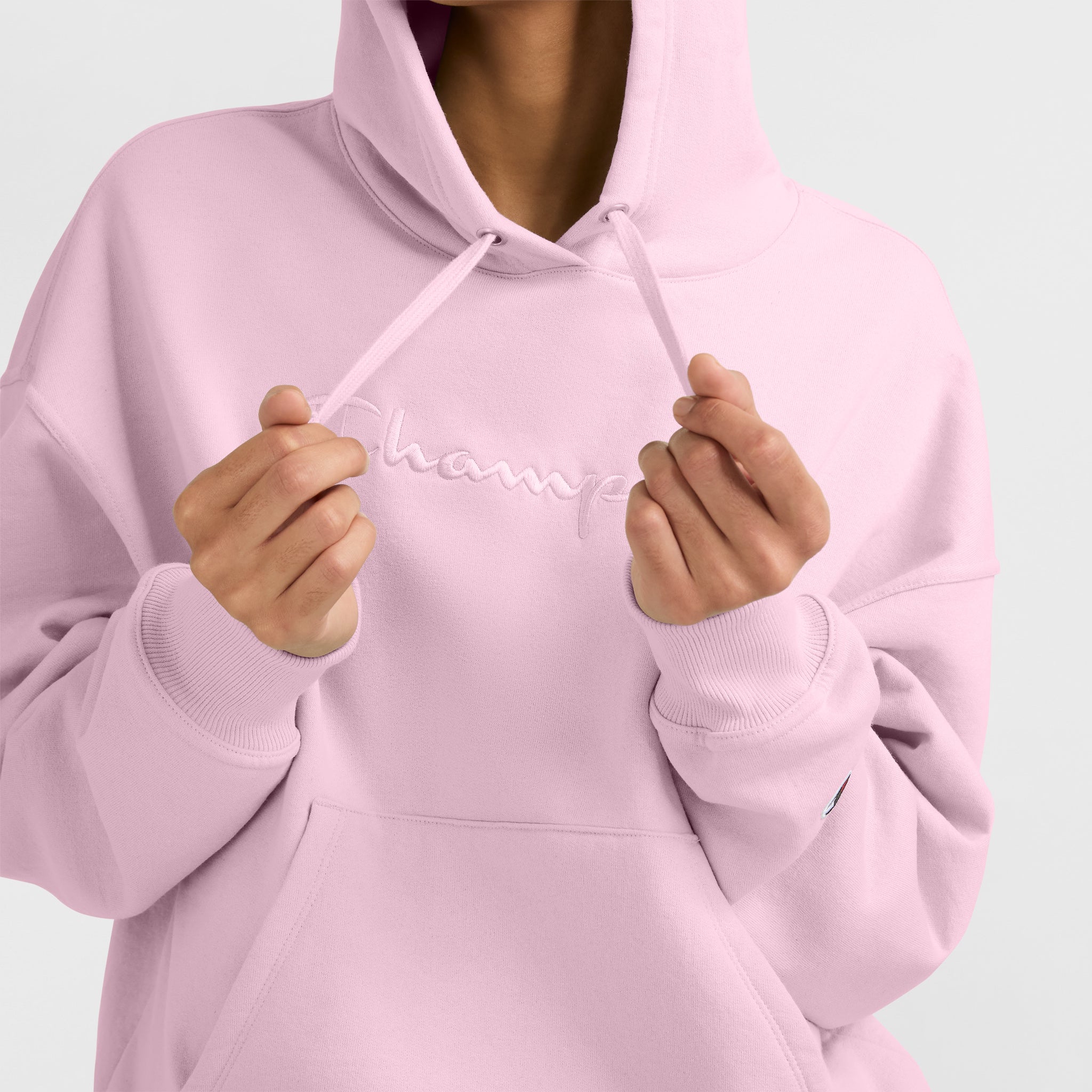 Champion Powerblend Hoodie for Women - Relaxed Fit, Embroidered Logo