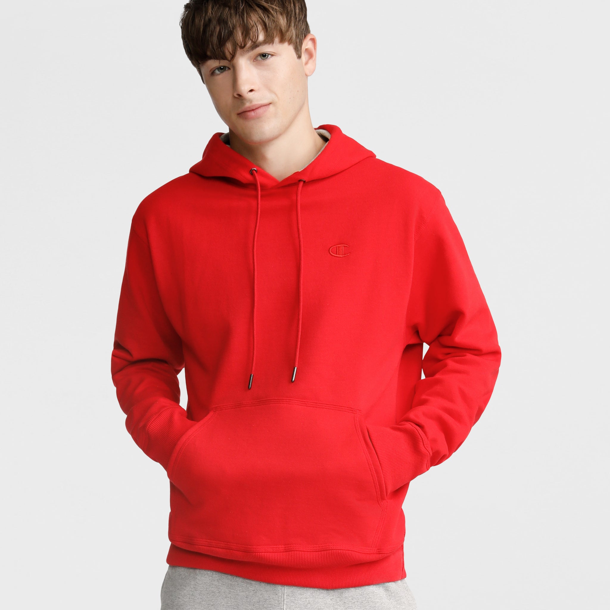 Men's Powerblend Hoodie with C Logo - Comfortable Fleece Sweatshirt