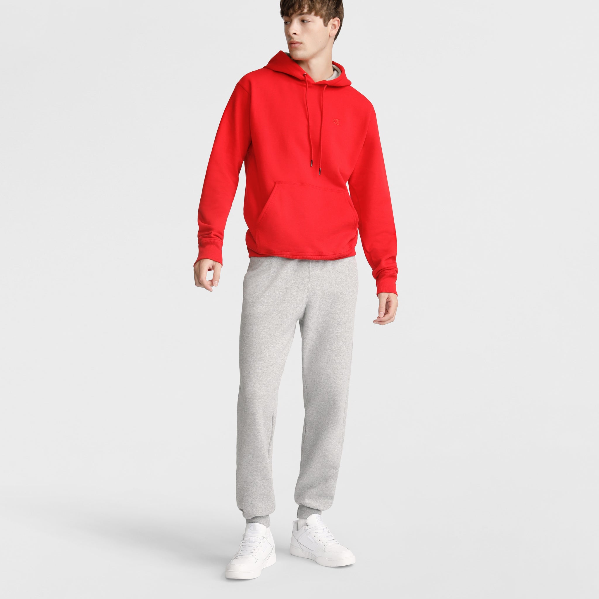 Men's Powerblend Hoodie with C Logo - Comfortable Fleece Sweatshirt