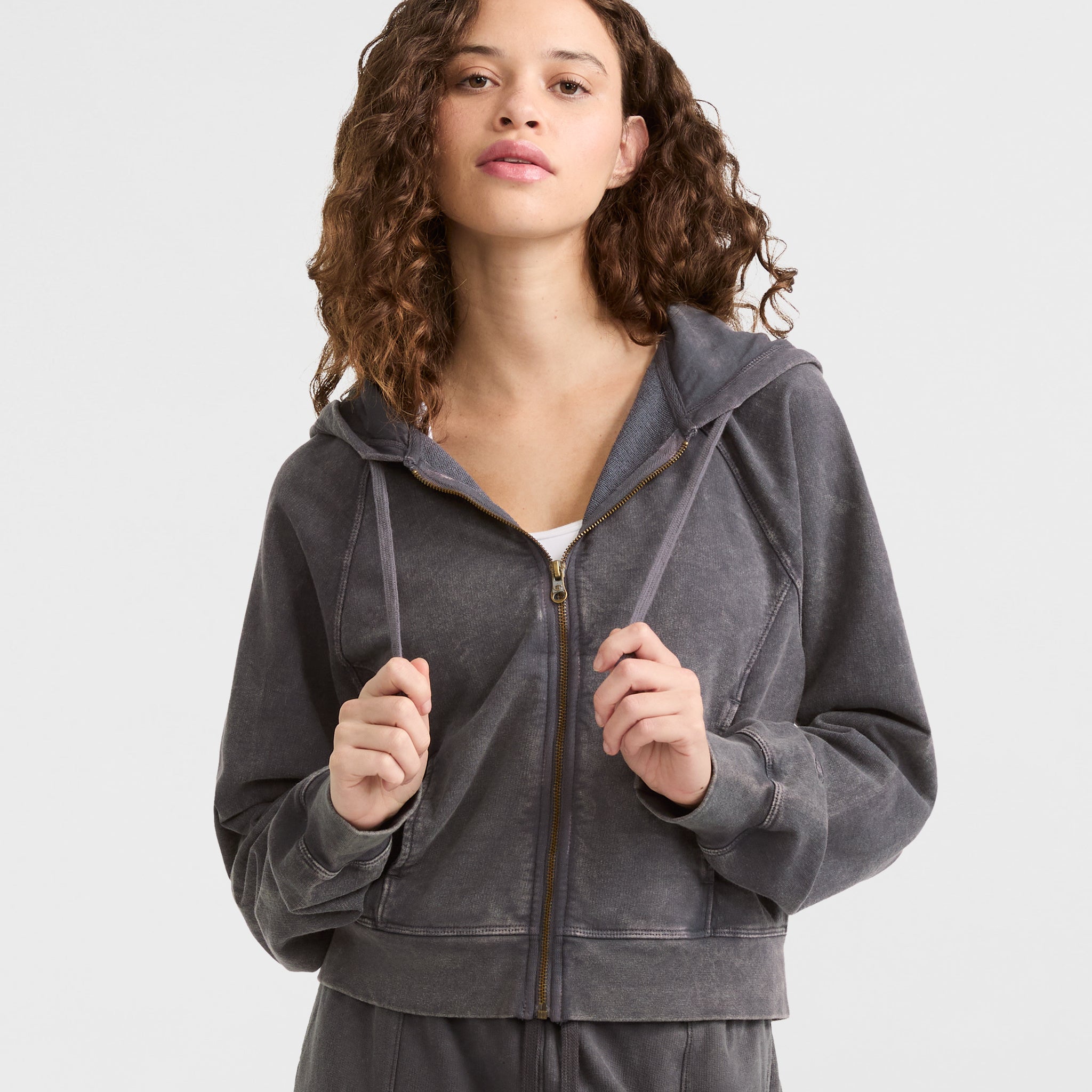 Vintage Wash Women's Zip-Up Hoodie with C Logo