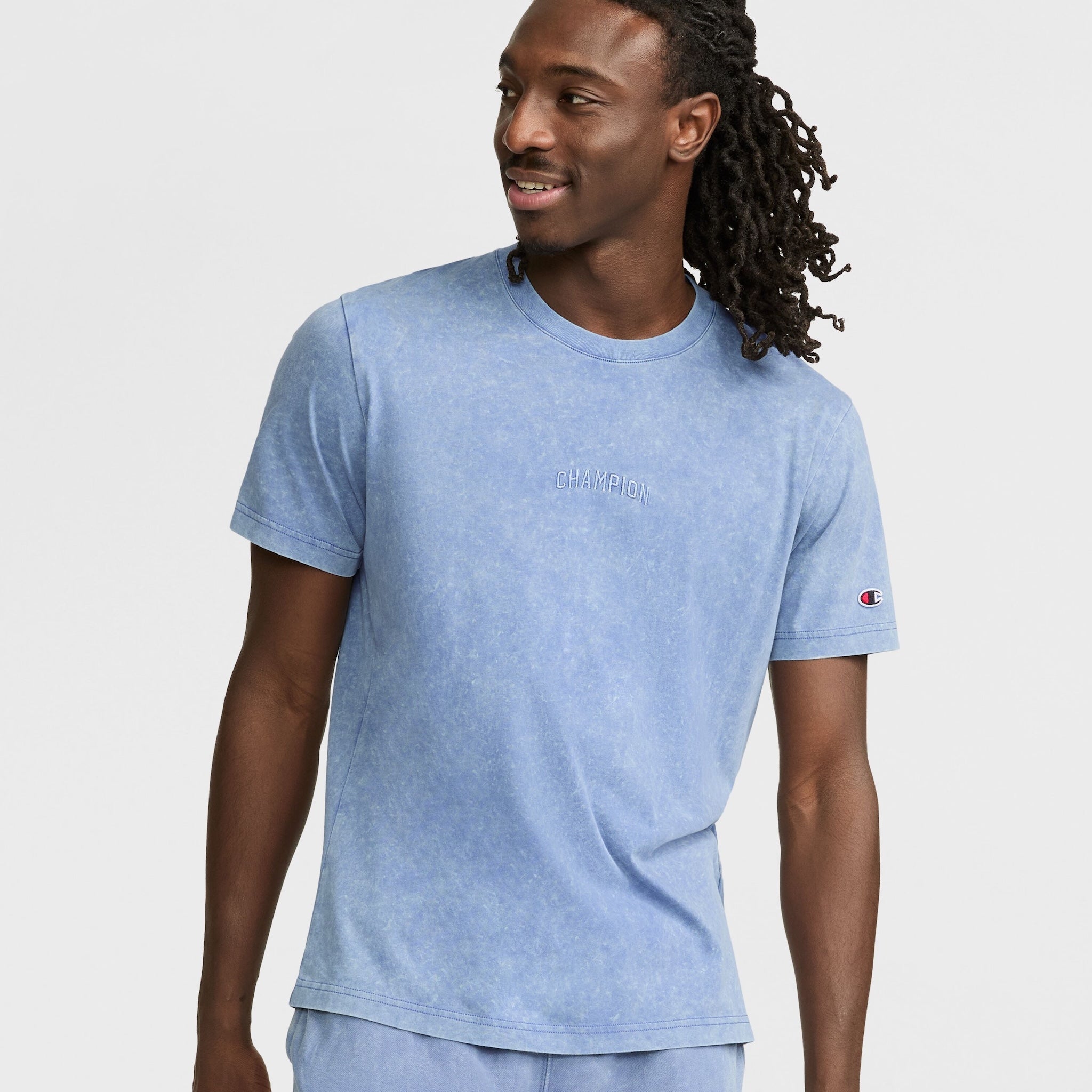 Men's Vintage Wash Crewneck T-Shirt with Embroidered Logo